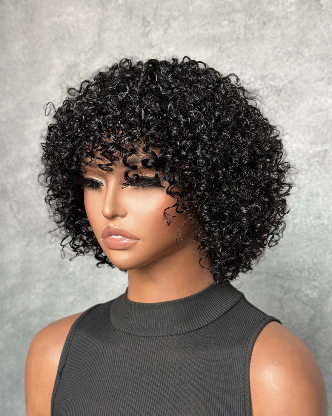 Glueless Bouncy Curly Wig With Bangs