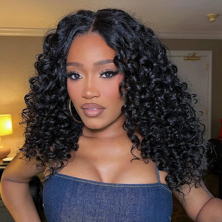 Glueless Bouncy Curly Hair 5x5 Precut Lace Closure Wig