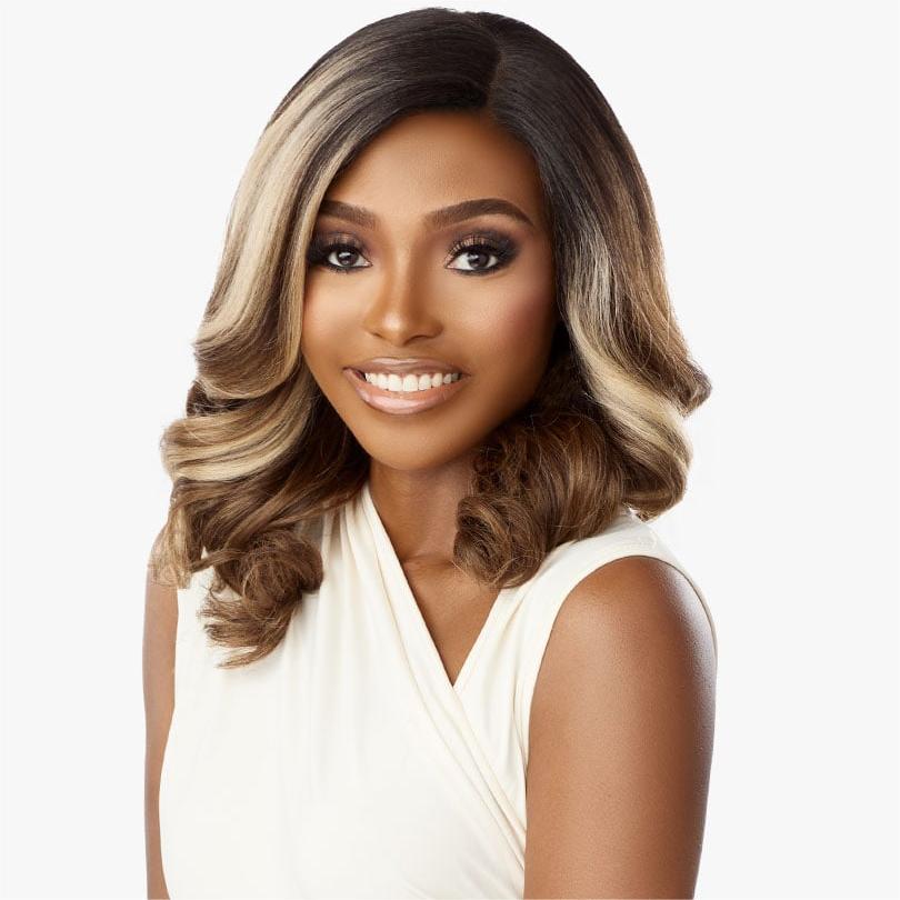 White Brown Highlight Wave 13x4 Lace Front Wig