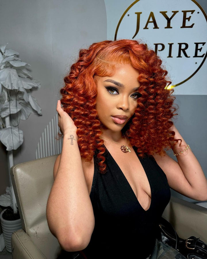 Ginger Orange deep wave 13x4 lace front wig