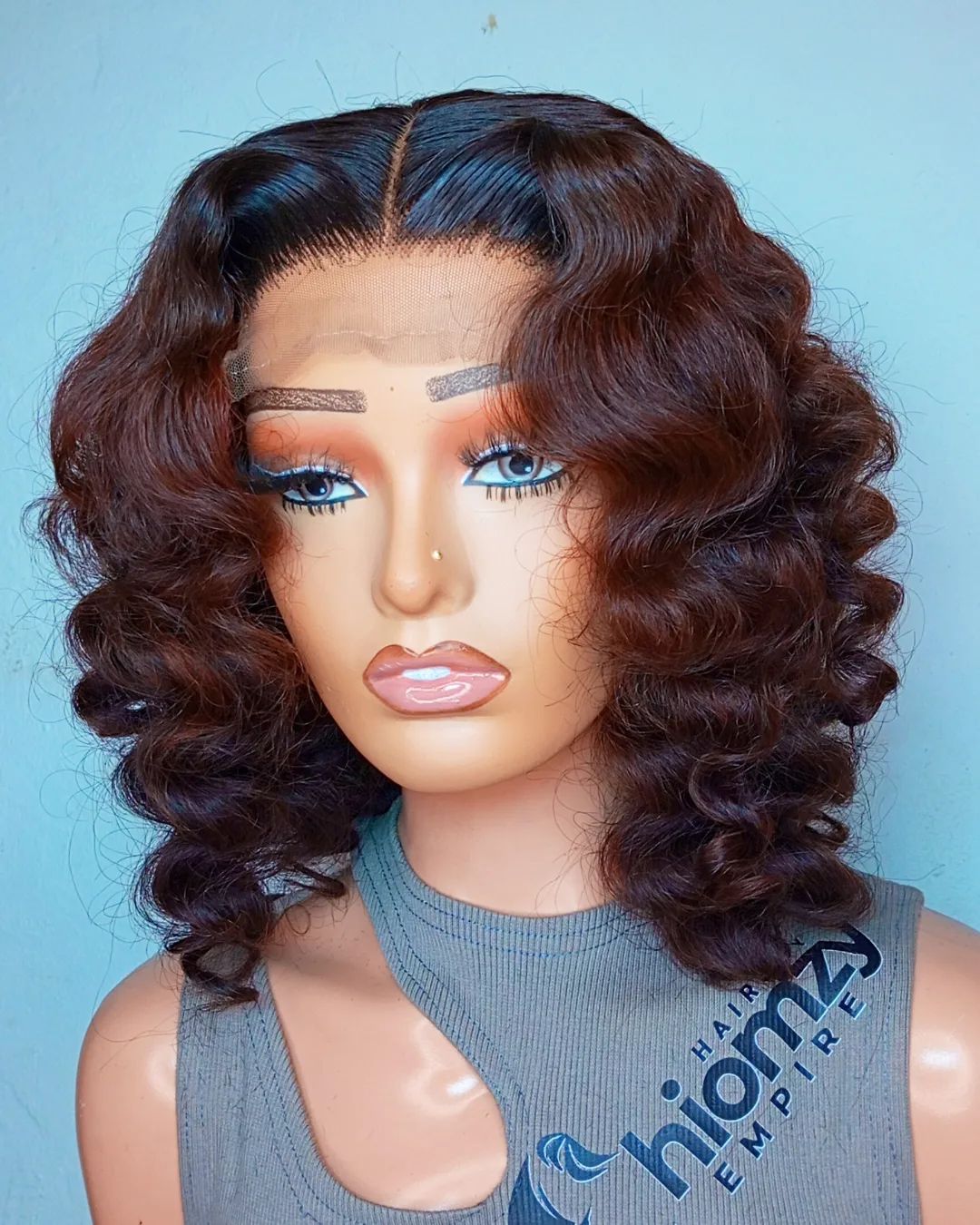 Chocolate Brown Highlight Deep Wave 5x5 Lace Closure Wig