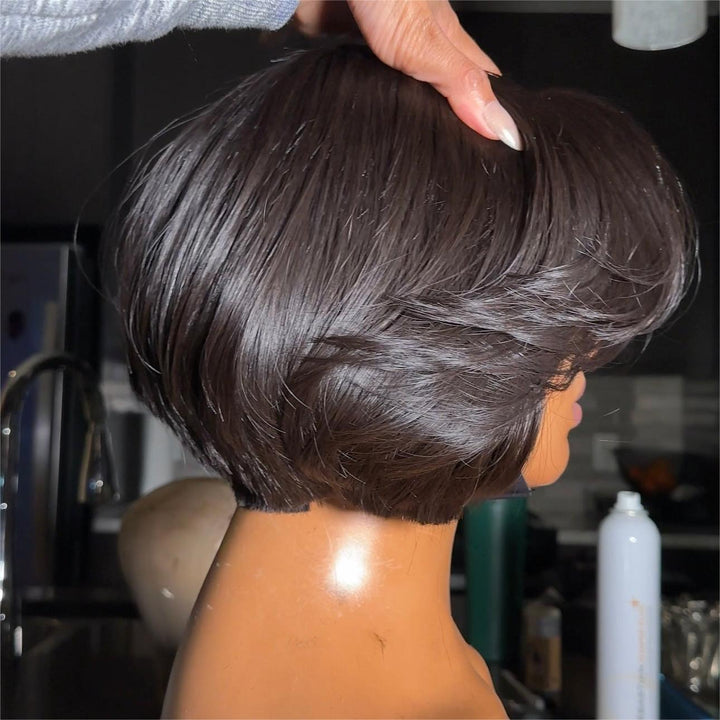 Middle Part Classy Layered Cut Wave Bob 5x5 Lace Closure Wig