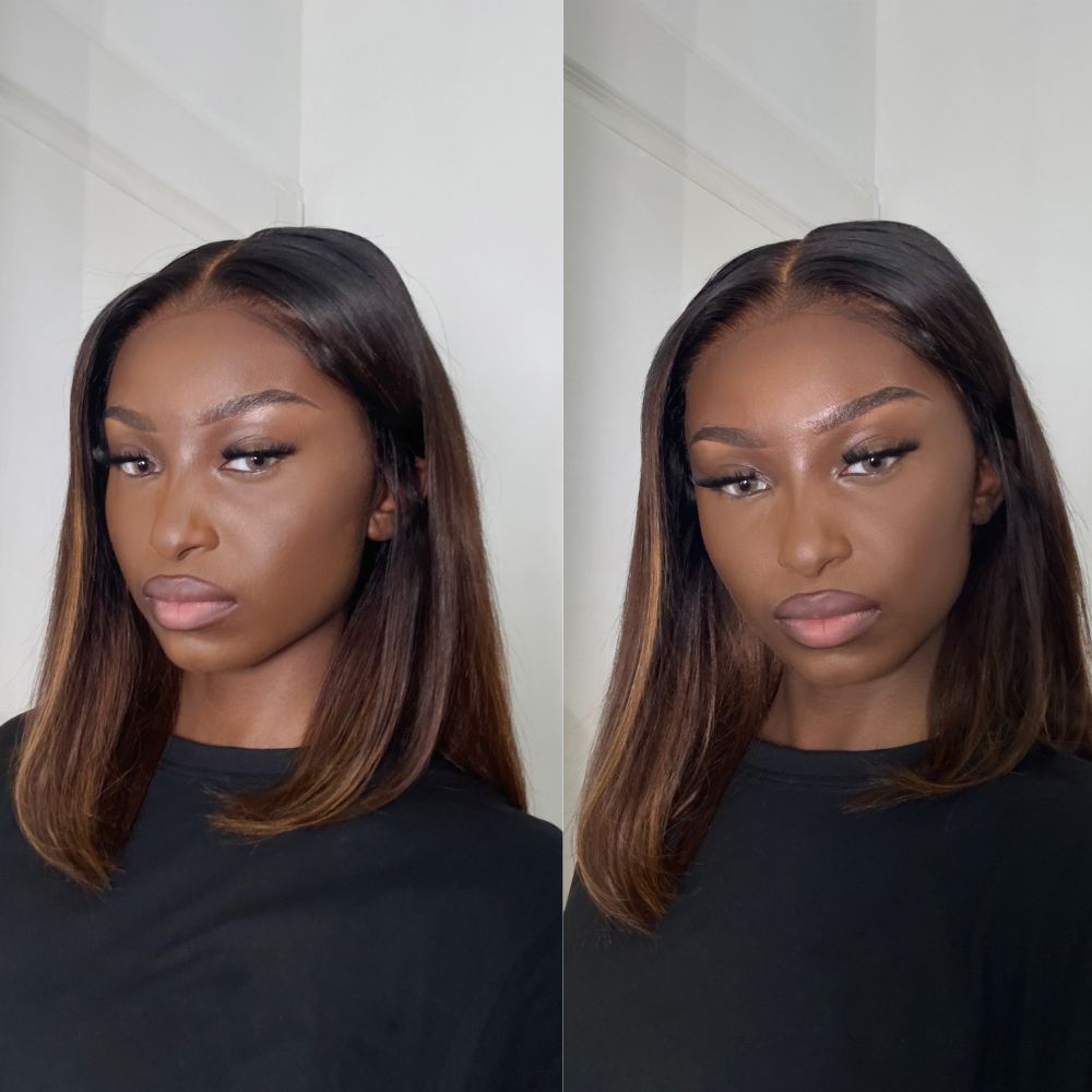 Glueless Ombre Brown 5x5 Lace Closure Straight Wig