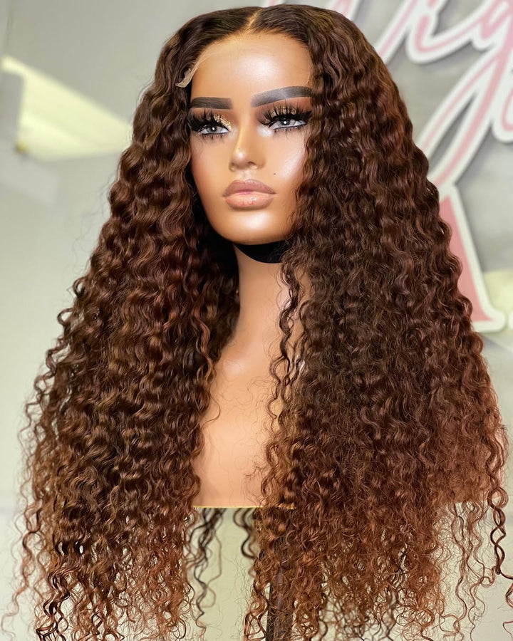 Chocolate Brown Curly 5x5 Lace Closure Wig