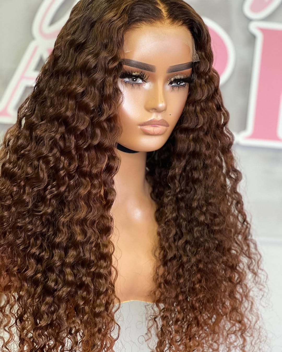 Chocolate Brown Curly 5x5 Lace Closure Wig