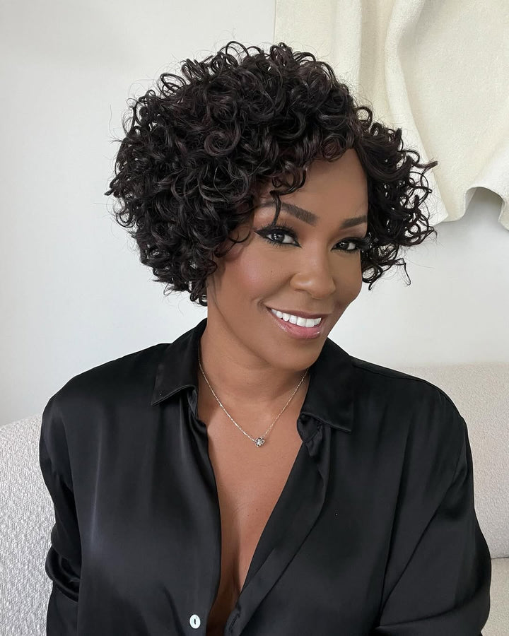 Big Curly Bob Glueless Human Hair Wig