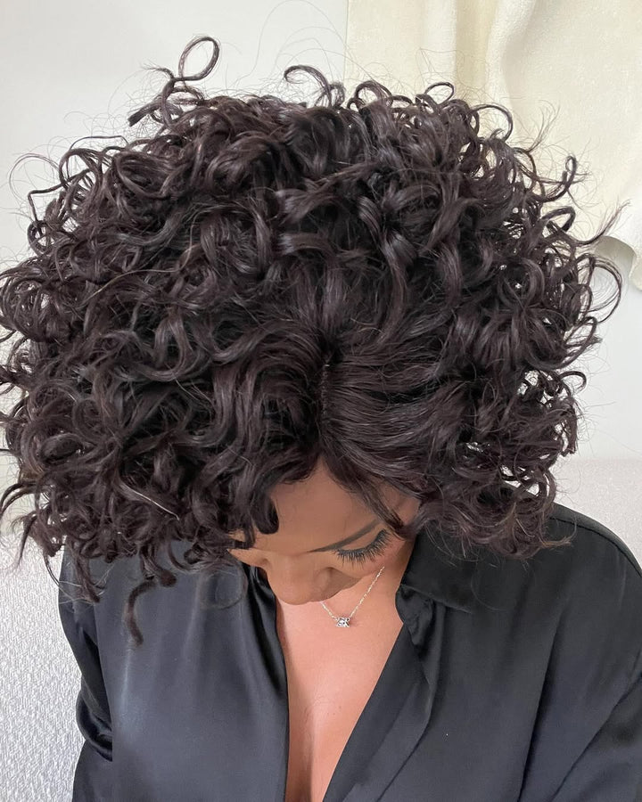 Big Curly Bob Glueless Human Hair Wig