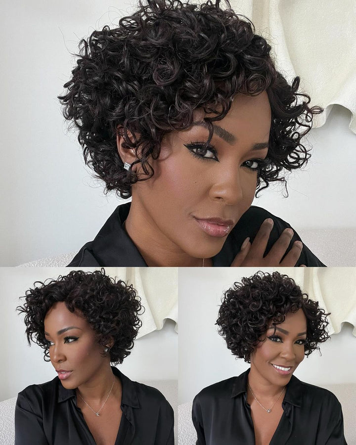 Big Curly Bob Glueless Human Hair Wig