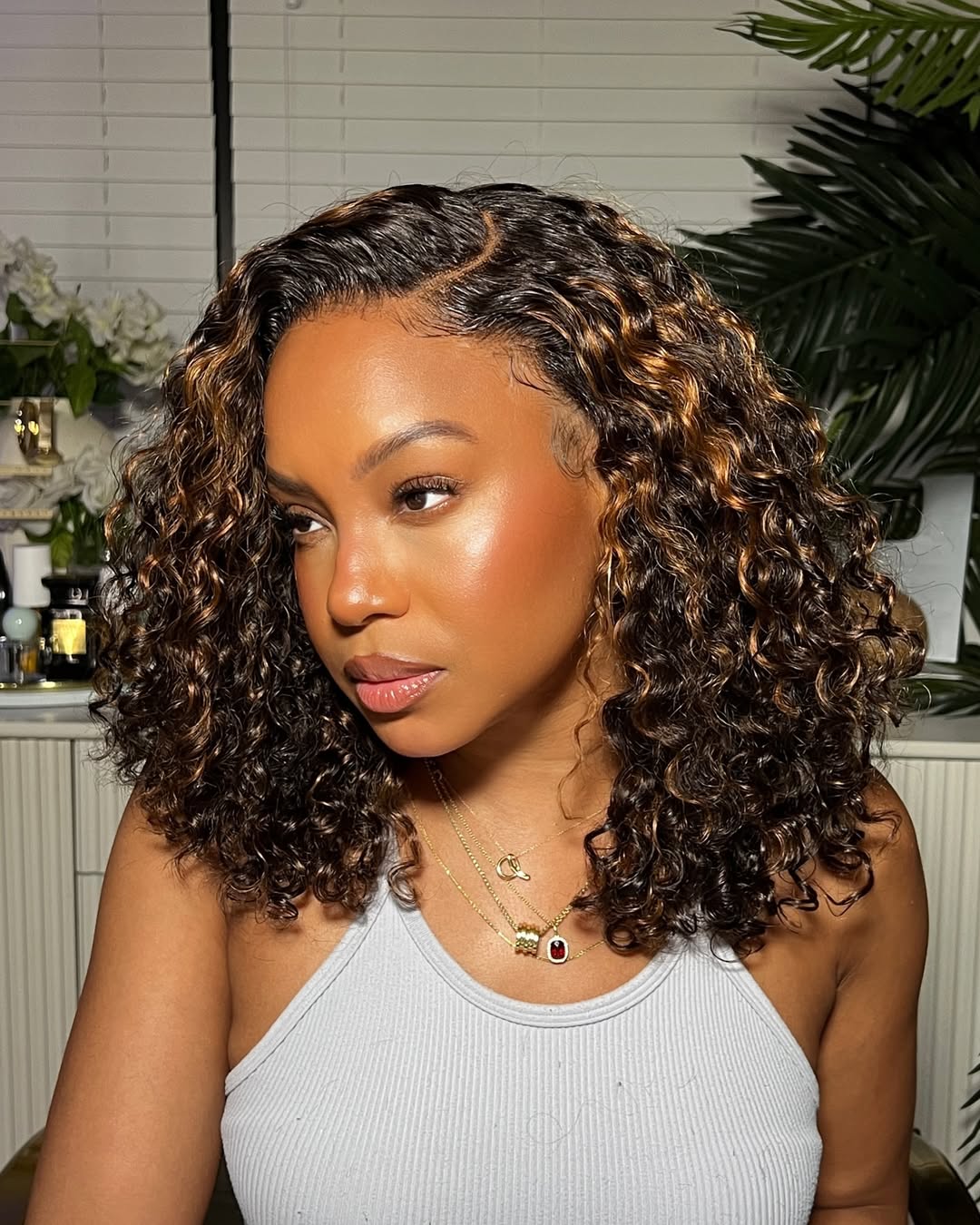 Blonde Highlights Water Wave 5x5 Lace Closure Wig