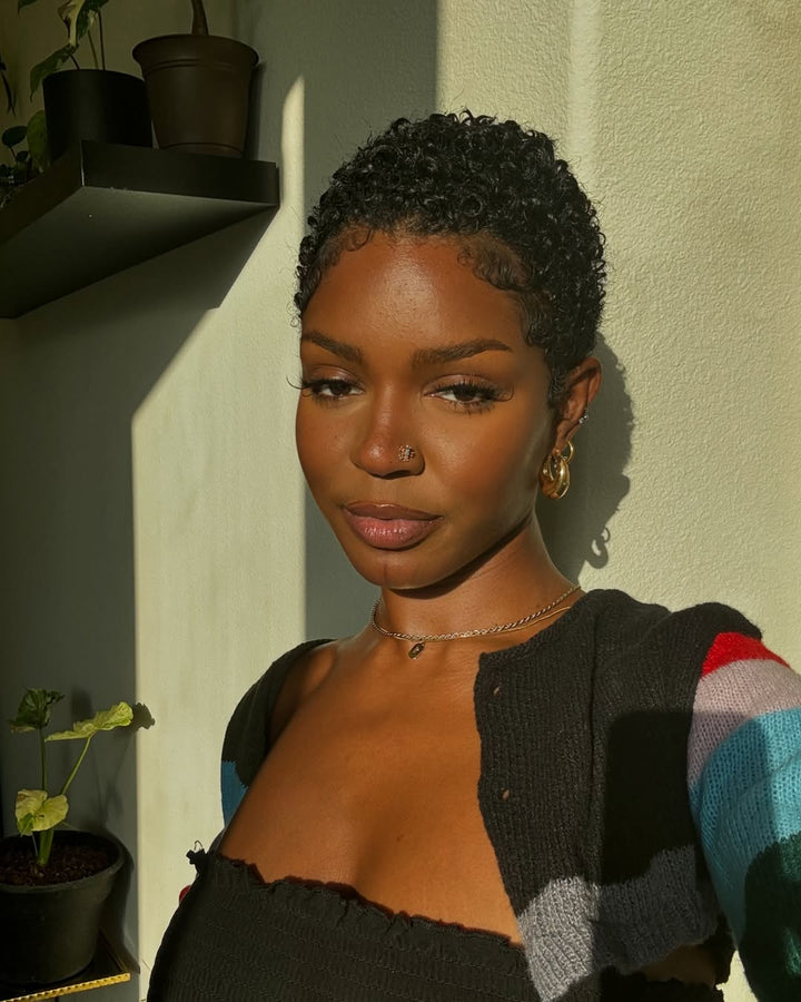 Full Lace Minimal Curly Afro Pixie Cut Wig With Drawstring