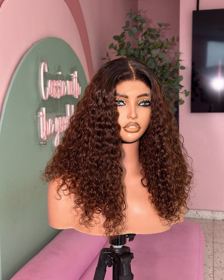 Chocolate Brown Curly 5x5 Lace Closure Wig