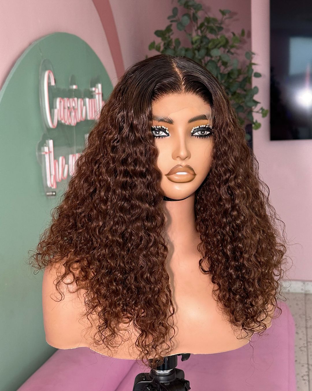 Chocolate Brown Curly 5x5 Lace Closure Wig