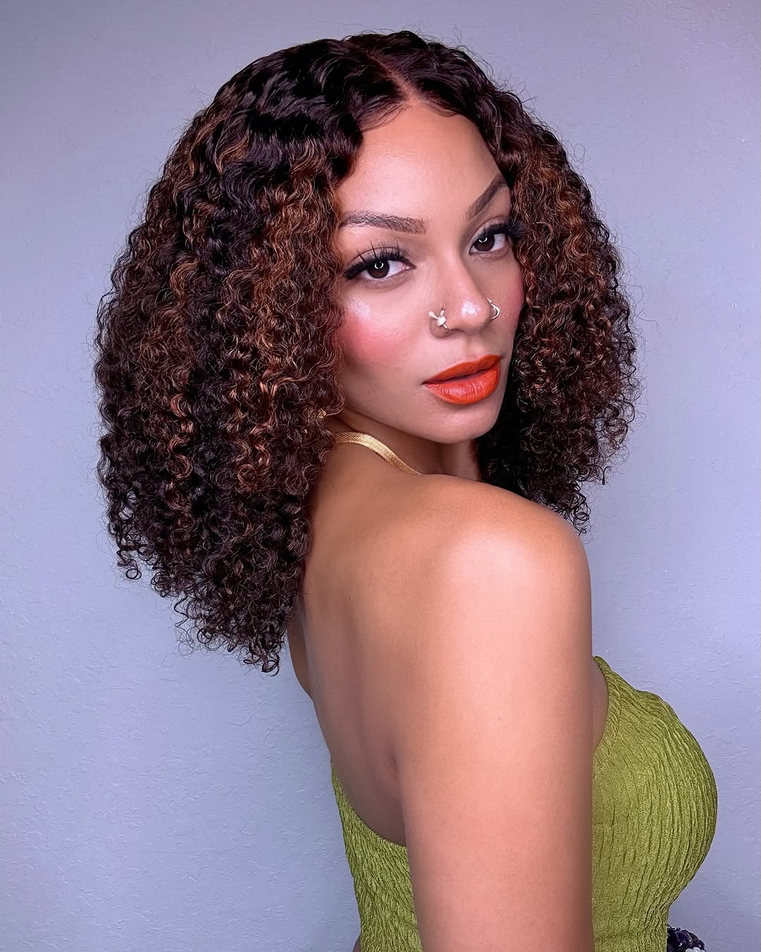 Glueless Black And Brown Ombre Curly Wig