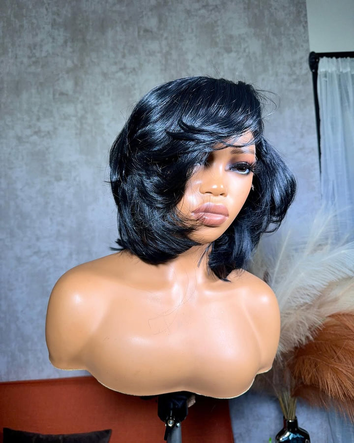 Heavy Layering Style Raw Indian Wavy Lace Closure Wig