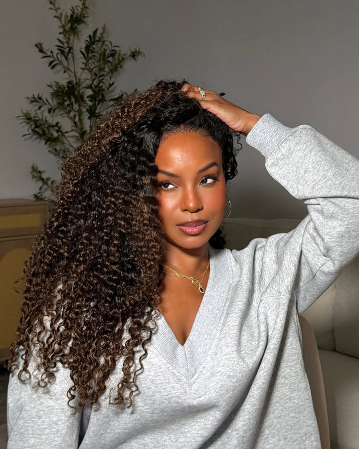 Chestnut Brown Ombre Curly 5x5 Lace Closure Wig