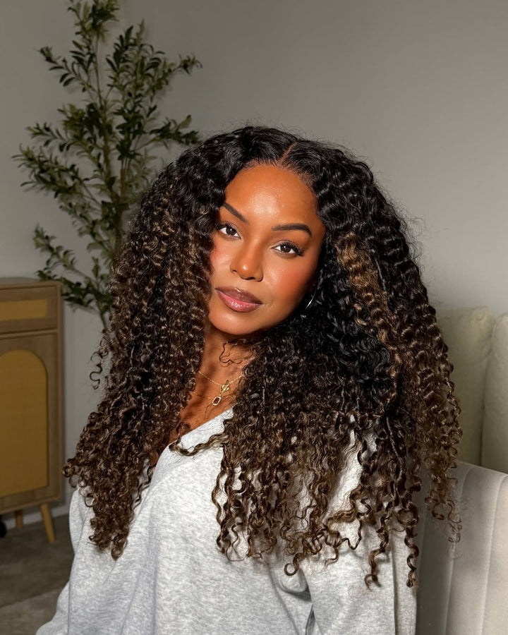 Chestnut Brown Ombre Curly 5x5 Lace Closure Wig