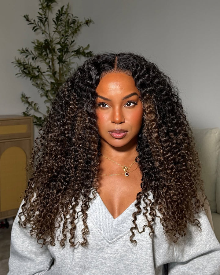 Chestnut Brown Ombre Curly 5x5 Lace Closure Wig