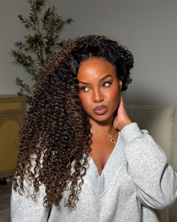 Chestnut Brown Ombre Curly 5x5 Lace Closure Wig