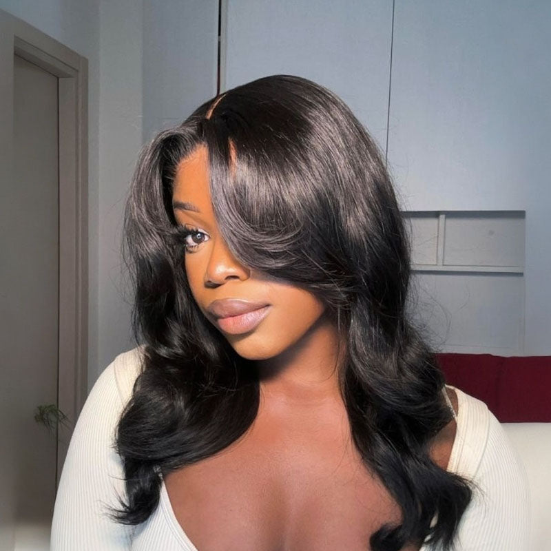 13x4 Lace Frontal Body Wave Wig With Curtain Bangs Instyle wig