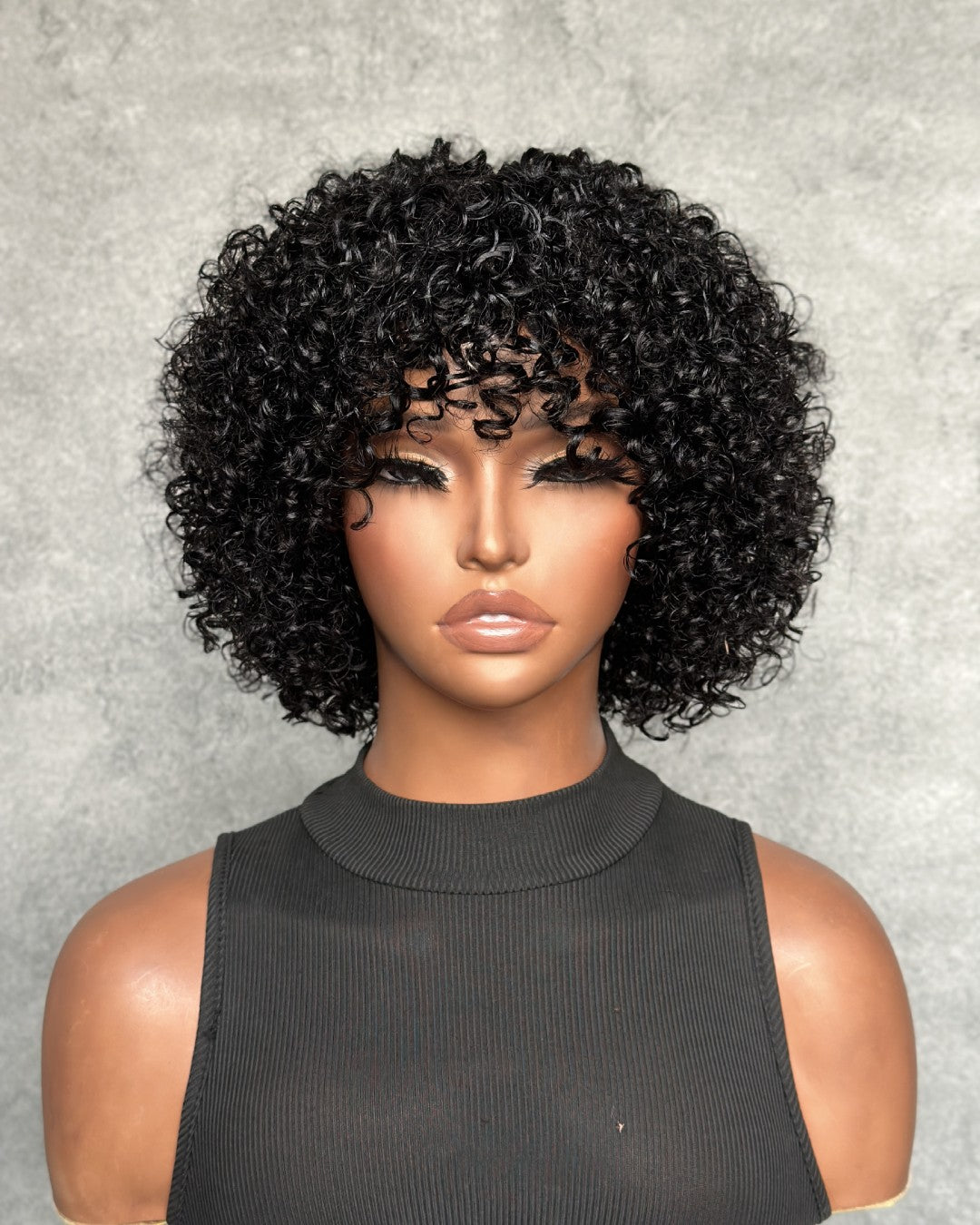 Glueless Bouncy Curly Wig With Bangs