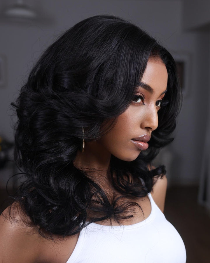 Middle Parted Wavy Layered Fluffy 5x5 Lace Closure Wig