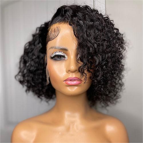 Curly Fluffy Short Human Hair 13x4 Lace Frontal Wig