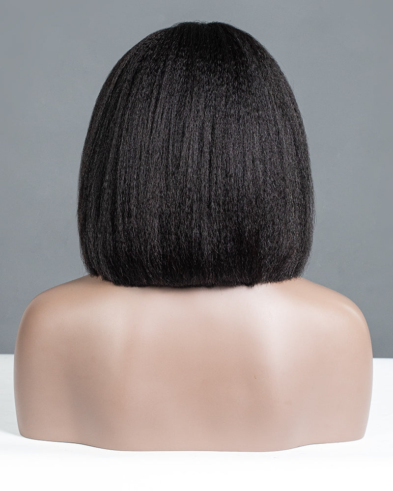 Natural Kinky Straight Glueless Drawstring Half Wig