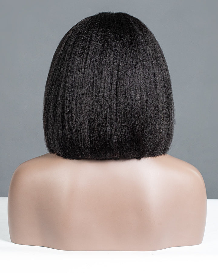 Natural Kinky Straight Glueless Drawstring Half Wig