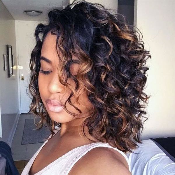 Glueless Short Bob Bouncy Loose Curly Blonde Highlight Lace Front Wig