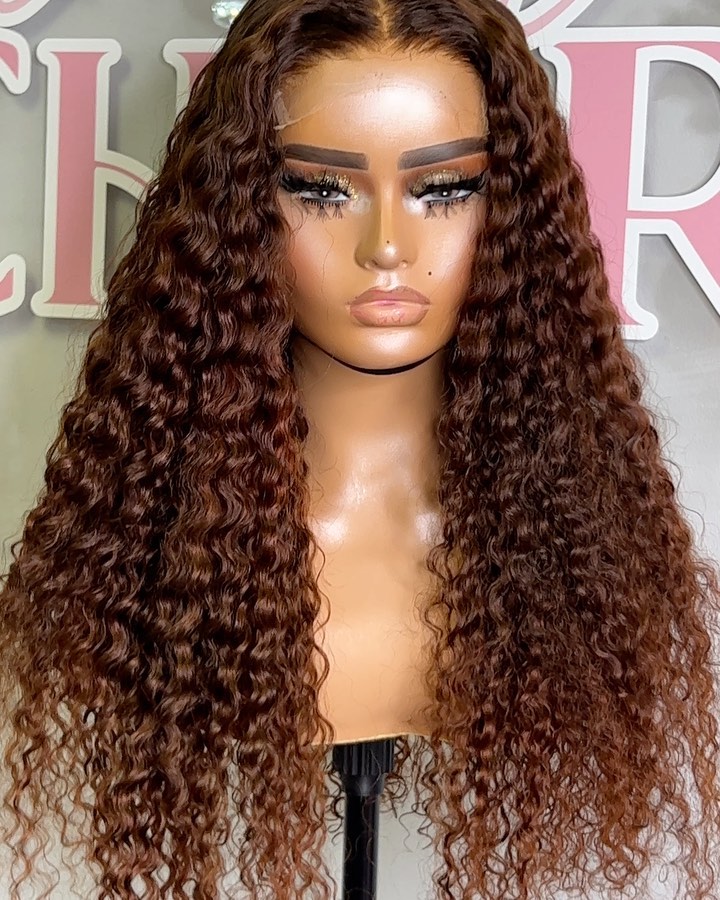 Chocolate Brown Curly 5x5 Lace Closure Wig