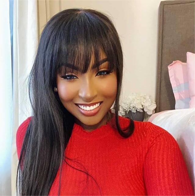 13x4 Lace Frontal Natural Color Straight Wig With Bang