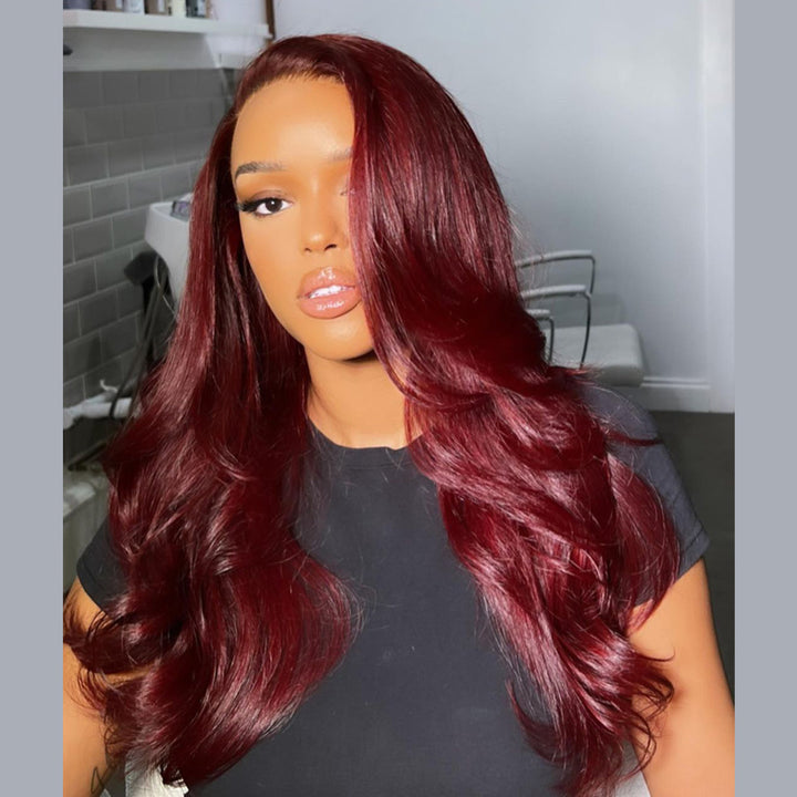 13x4 Lace Frontal Burgundy Color Body Wave Wig