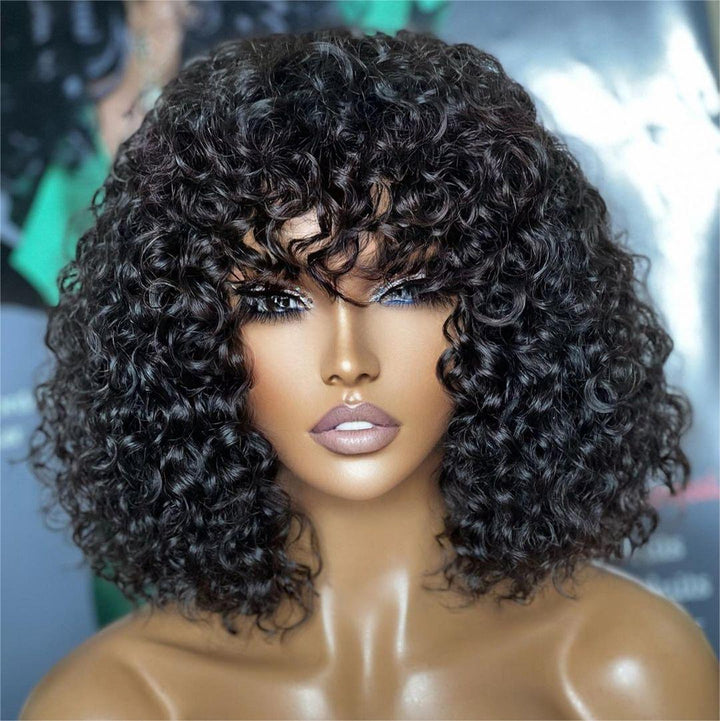 Glueless Bouncy Curl Wig With Bangs