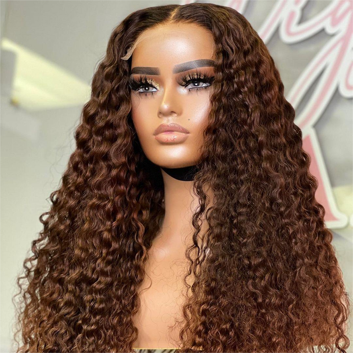 13x4 Lace Frontal Chocolate Brown Curly Wig