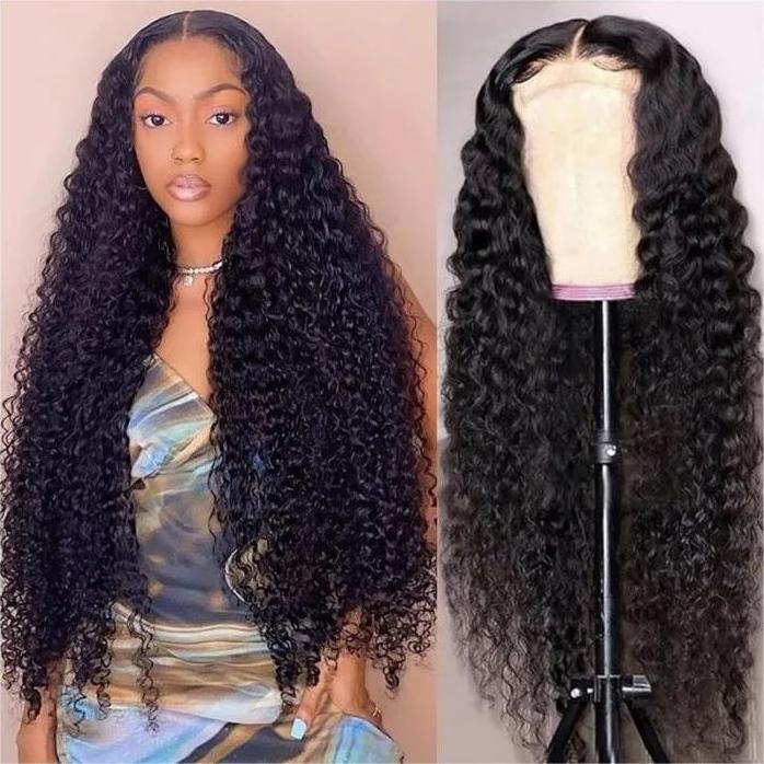 5X5 Lace Closure Human Hair Deep Wave Wig